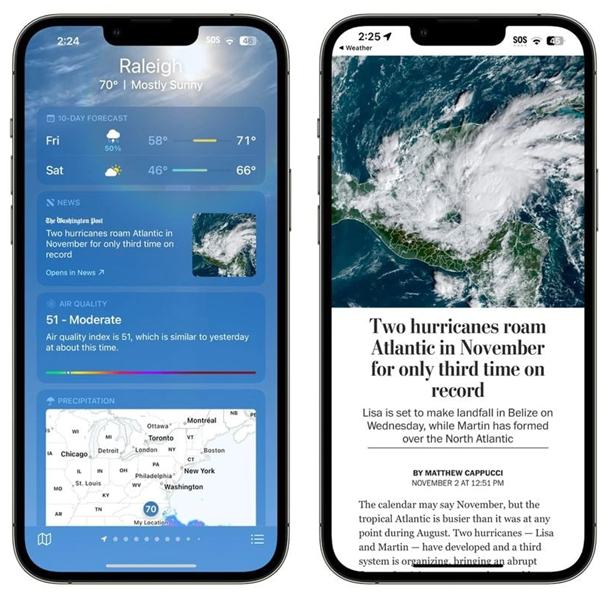 常州苹果14维修分享iPhone 14手机如何看天气时顺带看新闻 