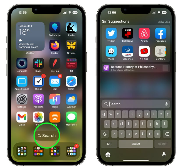 常州苹果手机维修分享升级到 iOS 16 后，如何删除主屏幕上的搜索按钮 